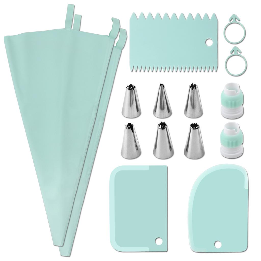 Piping Bags and Tips Set Cake DIY Decorating Kit with Stainless Steel Nozzle Reusable Silicone Pastry Cake Decorating Tools