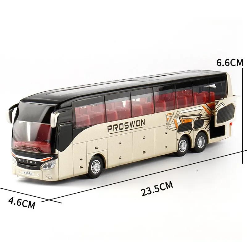 ABBT1 1:32 Hochwertiges Legierungs-Geschäftsbus-Modell Metall-Druckguss Simulation Luxus Doppel-Sightseeing-Bus Rückziehauto Spielzeug für Kinder