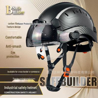 SAFEBUILDER Carbonfaser-Schutzhelm mit doppelwandiger Schutzbrille für den Bauschutz
