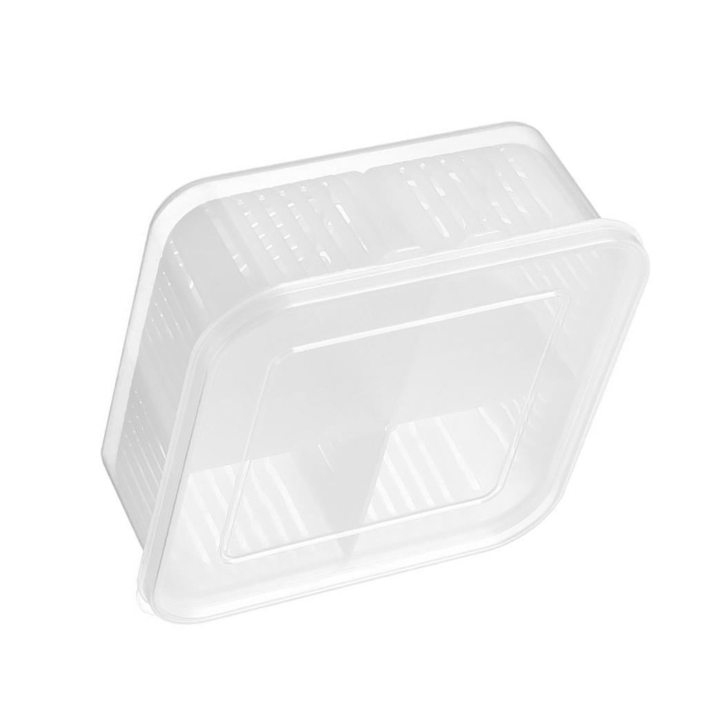 Abtropfbehälter für Obst 4 Fächer Kühlschrank Organizer Box mit Deckel für Ingwer Knoblauch Gemüse