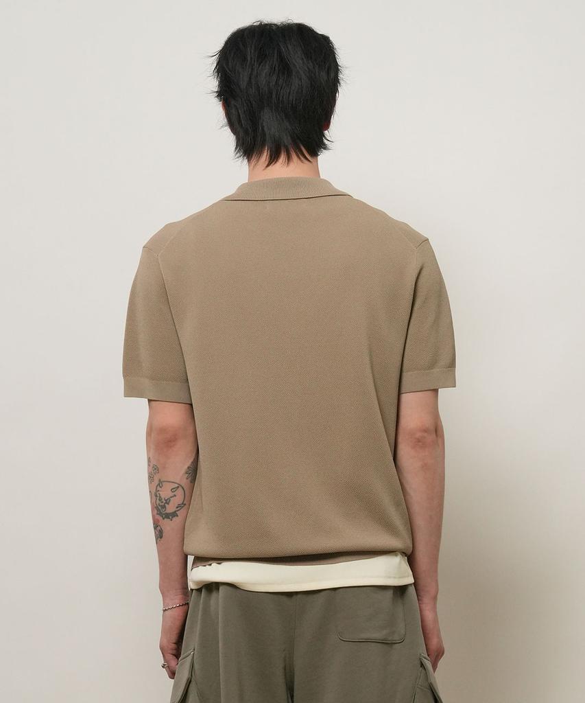 GENERALIDEA Man Temperature Cut Cool Button Collar Half Knit [Taupe] / Gf2Mkp013