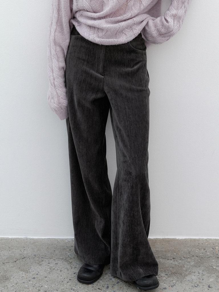 ATELIER NAIN (Pt-5715)High Waist Velvet Semi Wide Pants