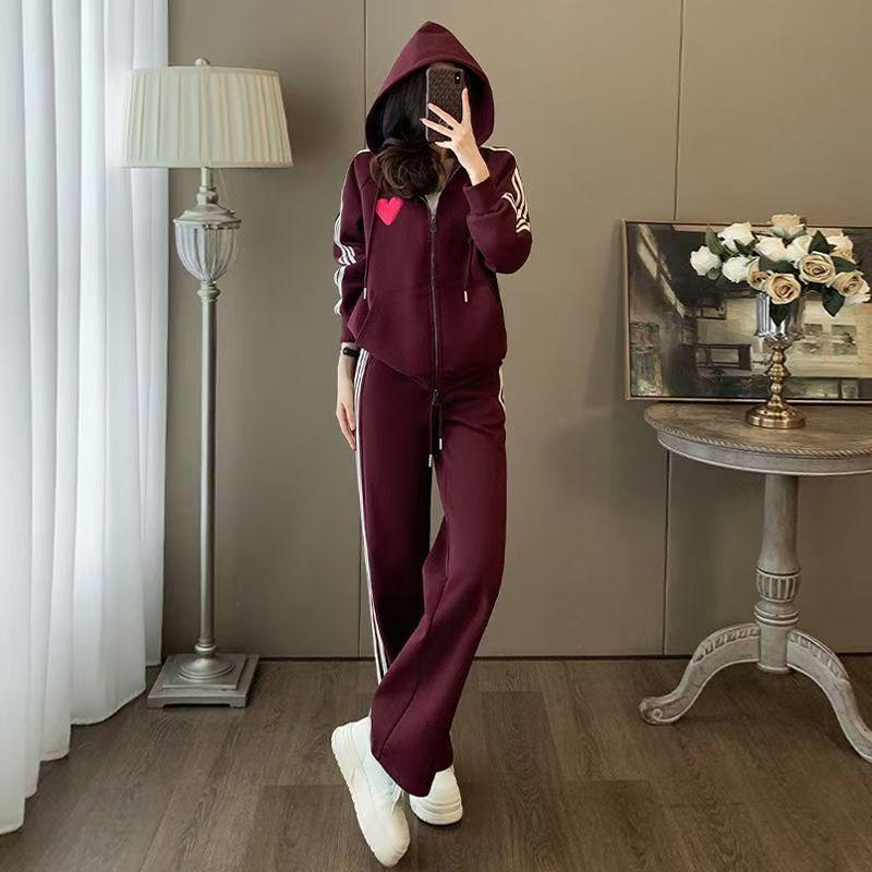 

Женский повседневный спортивный комплект: Осенне-зимний худи в корейском стиле и брюки широкого кроя, костюм-двойка M [Recommended for under 50 kg]