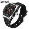 Orologio Elettronico Impermeabile Sanda Temu Trendy Forma a Barile Doppio Display per Studenti