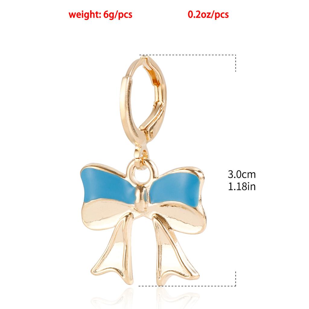 Cross-Border Jewelry Amazon Hot-Selling Alloy Colored Drip Bow Earrings New Internet Celebrity Temperament Earrings