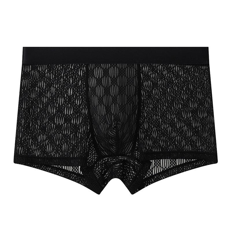 Men's Summer Thin Personality Lace Mesh Ice Silk Breathable Cool Quick Dry Flat Angle Underwear