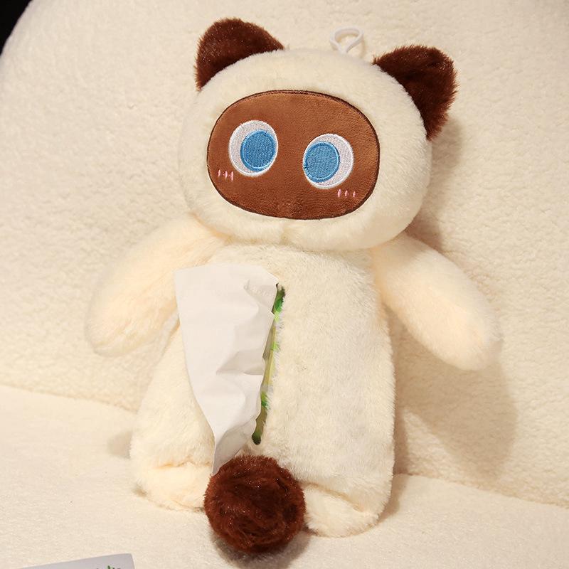 Cute Internet Celebrity Big-Eyed Cat Tissue Cover Pencil Bag Creative Funny Plush Tissue Box Multifunctional Cosmetic Bag Hanging Type