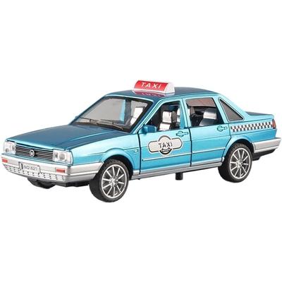 1/32 Odlievané auto pre taxík Santana Zliatinový model auta Svetelný zvukový efekt Natiahnutie Hračka pre deti Darčeky