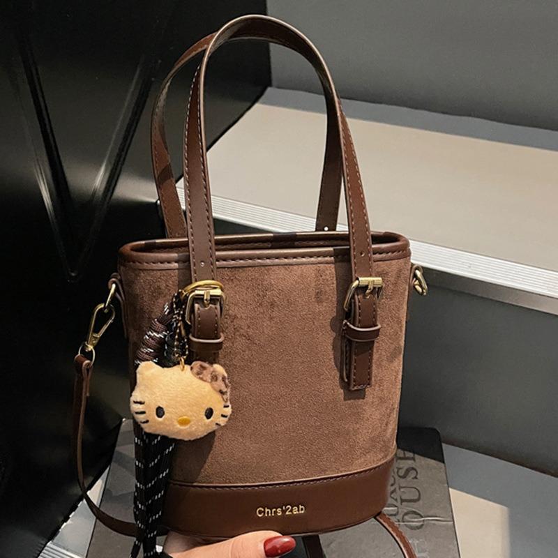 Fashion Hand Bucket Bag Women's Autumn New Trendy Retro Simple Shoulder Bag Casual Portable Messenger Bag