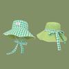 1Pcs Double-sided Plaid Wide-edged Lace-up Bucket Hat Summer Outdoor Versatile Sunscreen Sweet Mountaineering Hat