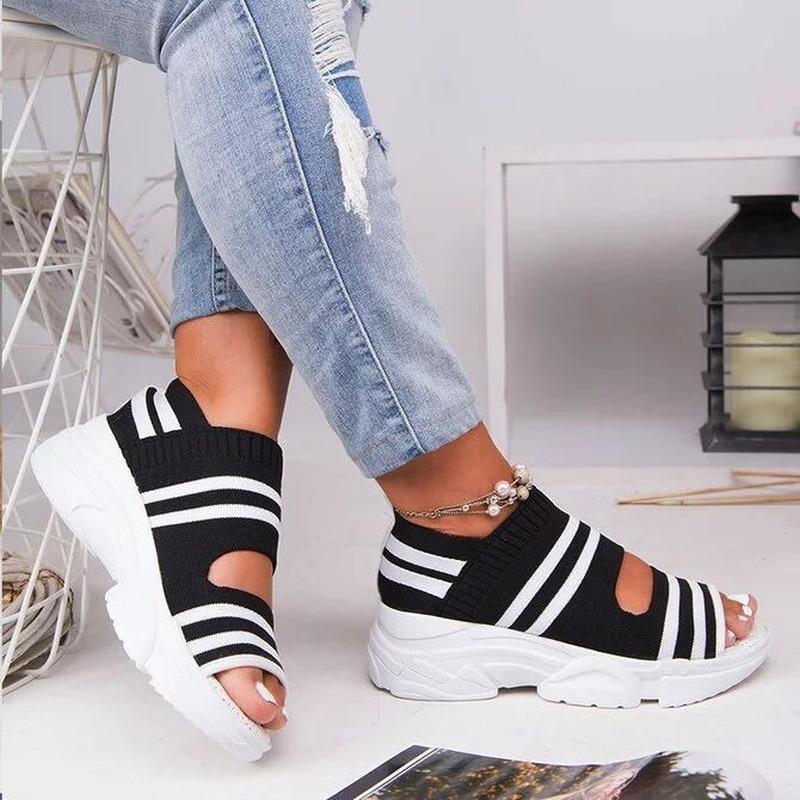 Elastic Women's Shoes Summer 2024 Comfort Casual Sport Sandals Women Beach Wedge Sandals Women Platform Sandalias Roman Sandal