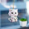 2D Acrylic Car Pendant Car Ornament Accessories Cute Cats Realistic Animal Rearview Mirror Hanging Pendant