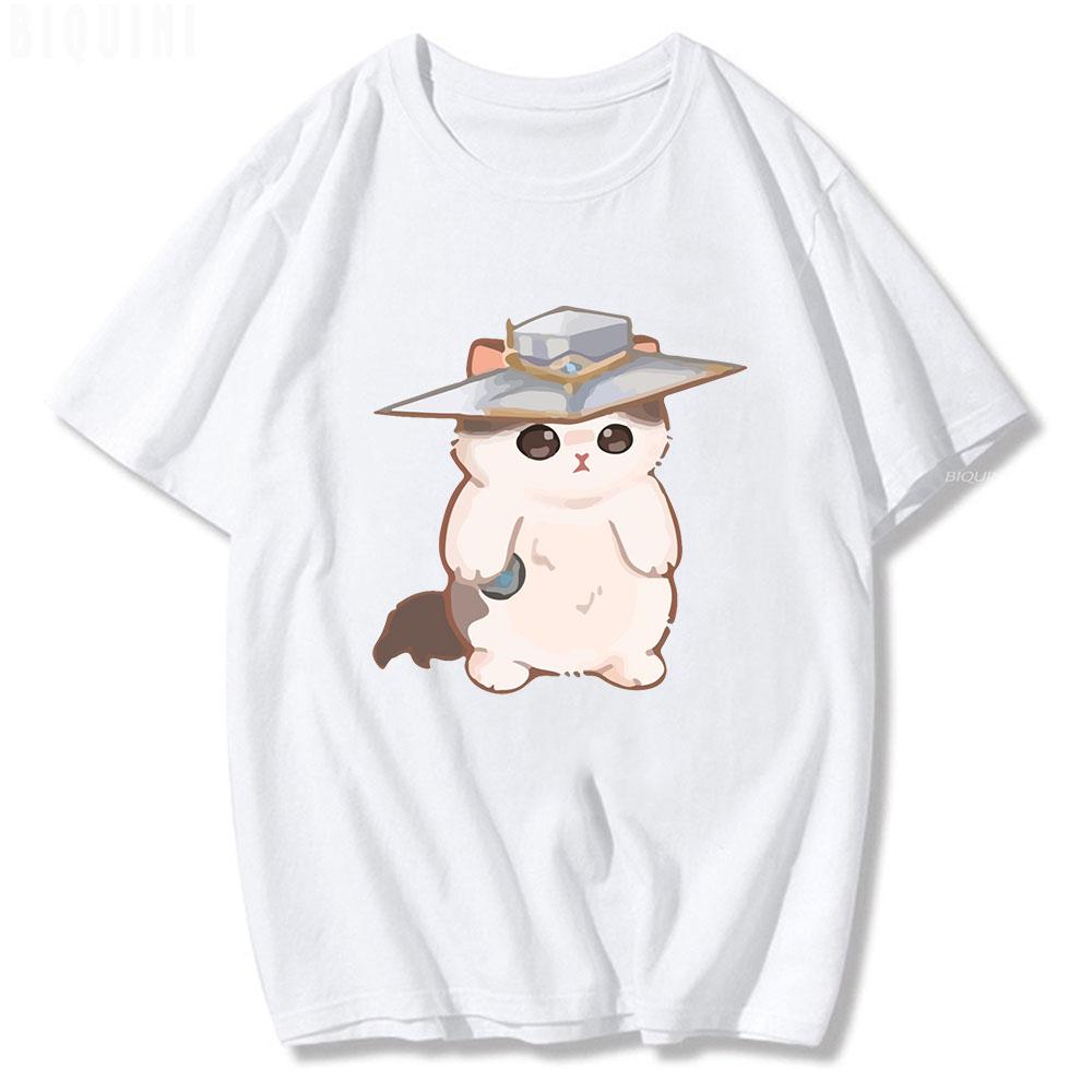 Cypher Katze Niedlicher Überraschter Pinguin Valorant Herren Damen T-Shirts O-Ausschnitt 100% Baumwolle 2022 Sommer Bedruckt Unisex Harajuku Spiel Custom