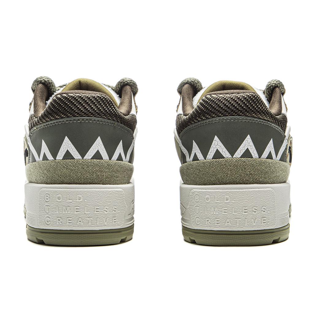 Li Ning 001 BTC Slip Resistant, Abrasion Resistant, Lightweight Low Top Skateboard Shoes Men's White Green AGCV383-4