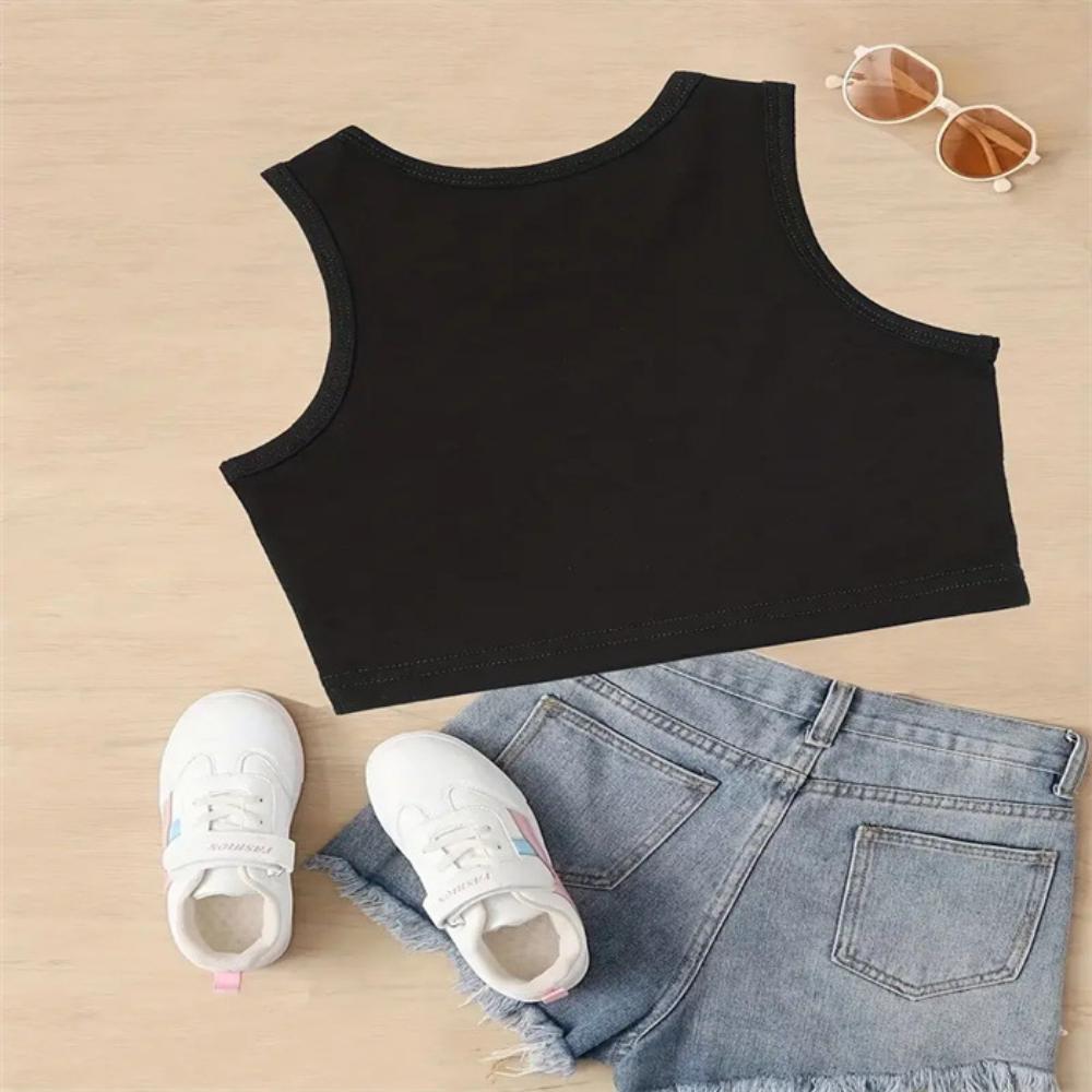 2025 New Summer Hot Girl Sleeveless Vest with Exposed Navel Short Style Sexy Trendy Brand Printed Small Vest Top for Women