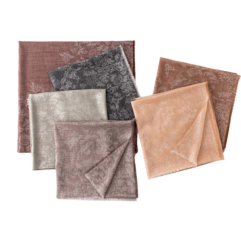 Cashmere Scarf  High end French Retro Cashew Flower Jacquard Large Square Scarf Air Conditioned Room Shawl for Women  Autumn Outerwear
