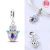 Charmscopper Plated Colorful Zircon Palm And Eyes Pendants Fit Charms Original Bracelet Beads Women Jewellery Making Diy