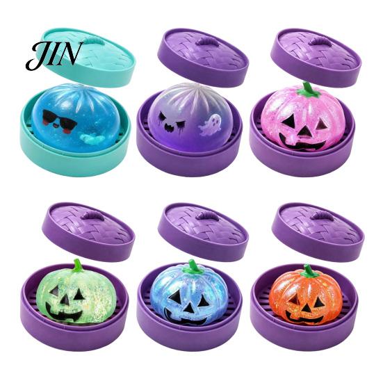Dumpling Squeeze Toy Halloween Stress Relief Toy, Pumpkin Ghost Steamed Bun Anxiety Sensory Ball Fidget Party Favors Calming