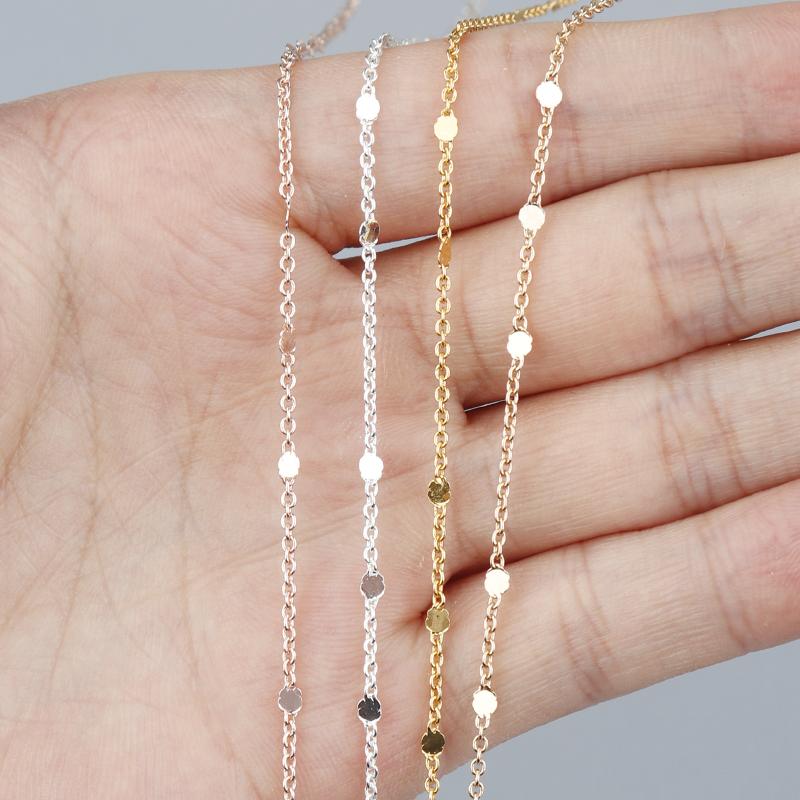 10Yards Sequins Chain Gold Silver Color Metal Copper Cross Chains For DIY Jewelry Making Necklace Bracelet Components Findings
