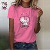Sommer Neues Damen Kurzarm-T-Shirt Anime KT Katze Druck 3D Digitaldruck T-Shirt Kurzarm Freizeitshirt EMA