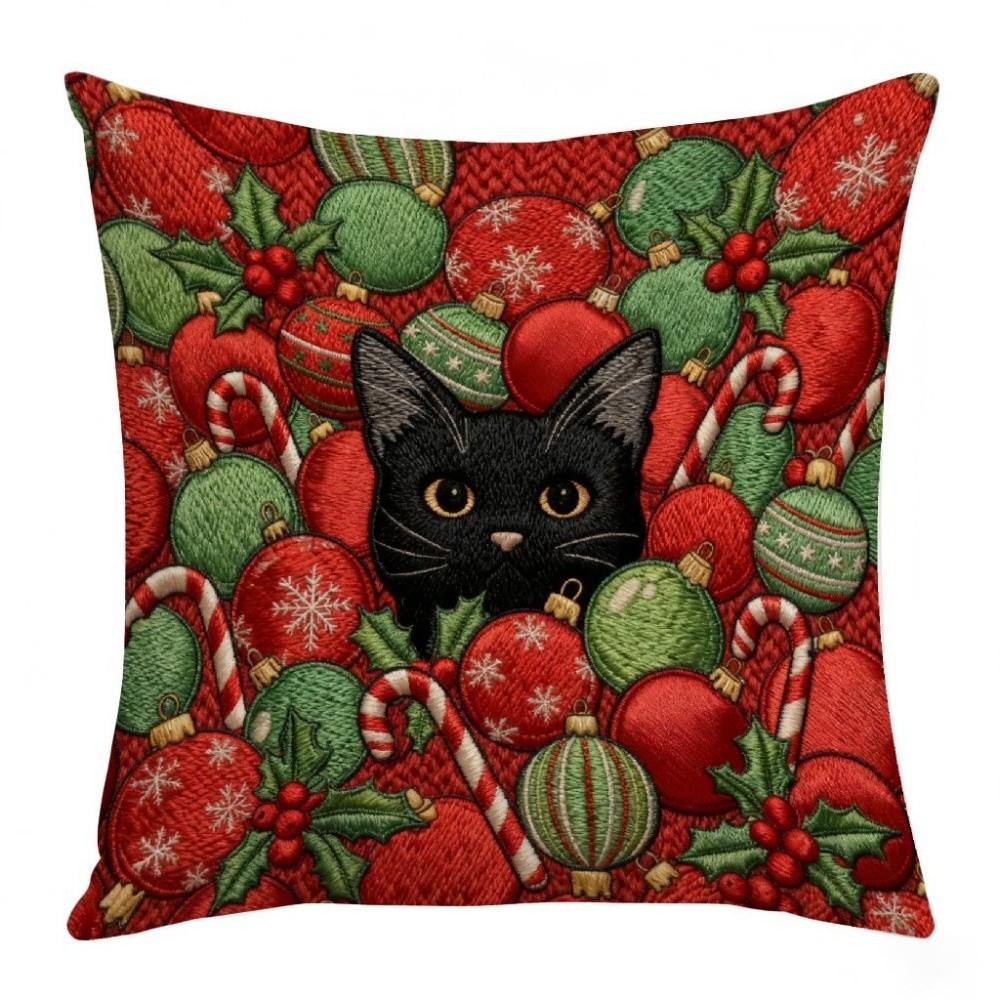 Festive Soft Christmas Pillow Covers 2D Printed Deer Throw Cushion Case Square Plaid Xmas Tree Pillowslip Living Room Decor