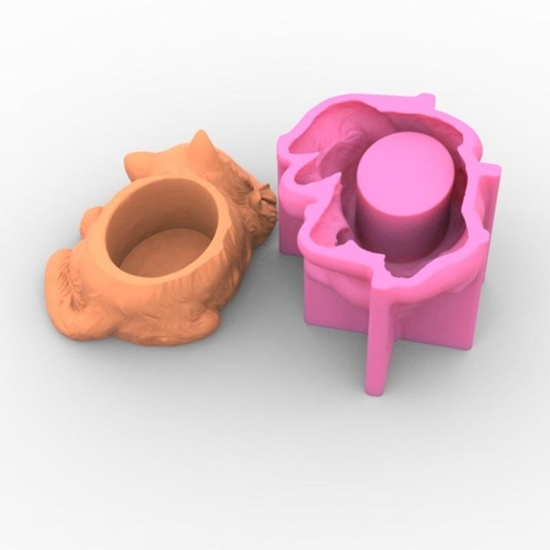 2 Stück Niedliche Katze Blumentöpfe Form Epoxidharzformen Stifthalter Kerzenhalter Zement Pflanzgefäß Silikonform Heimdekorationen