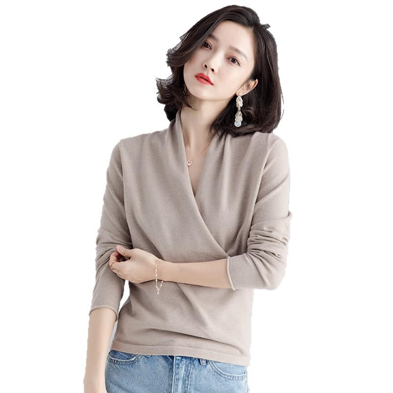 2025 Women's V-neck Long-Sleeved Stylish Sweater Top for Autumn/Winter