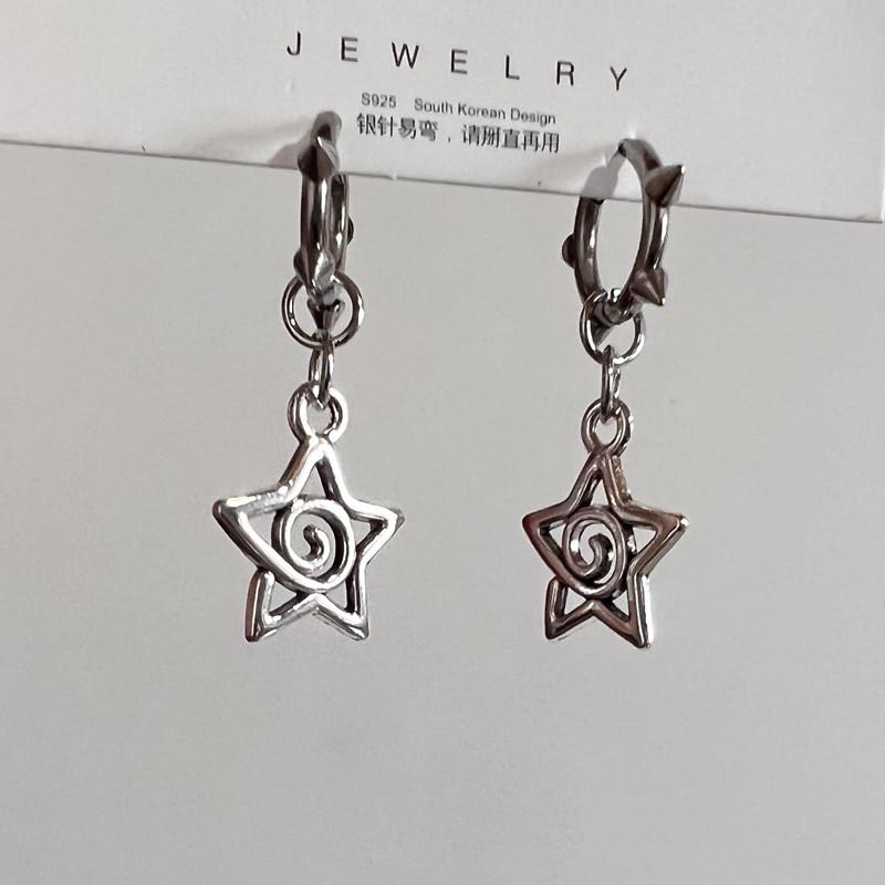 Orecchini a spirale a forma di stella, stile coreano, con ciondoli gotici, con rivetti, per donne, gioielli punk grunge, accessori vintage, fantastici.