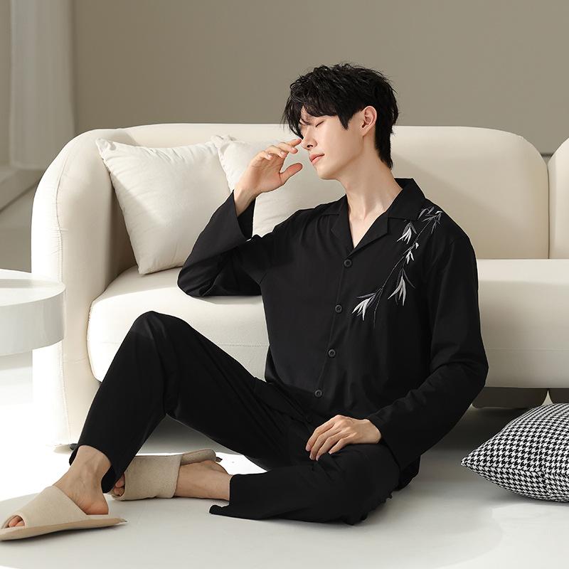 [Light and Soft] Pajamas Men's Spring and Autumn Bacteriostatic Pure Cotton Loungewear Long-sleeved Men's Casual National Style Outer Wear Suit