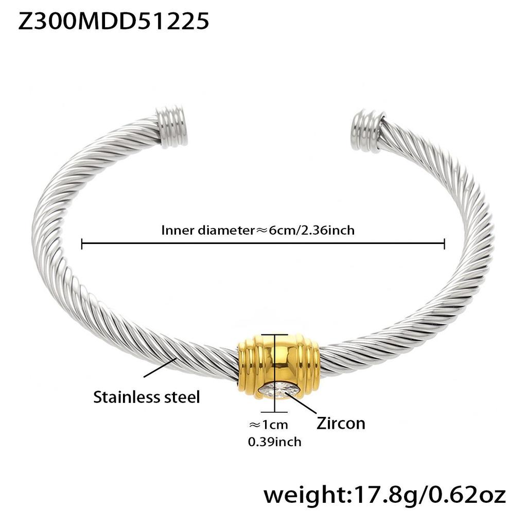 18K Gold-Plated Stainless Steel Geometric Bracelet with 5A Zircon Inlay