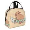 Custom Chilling Capybara Insulated Lunch Bag for Women Portable Cooler Thermal Lunch Box Kids School Children
