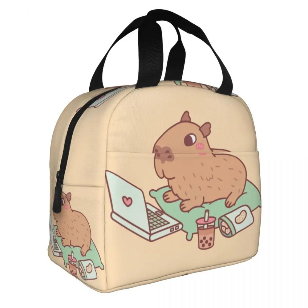 Custom Chilling Capybara Insulated Lunch Bag for Women Portable Cooler Thermal Lunch Box Kids School Children