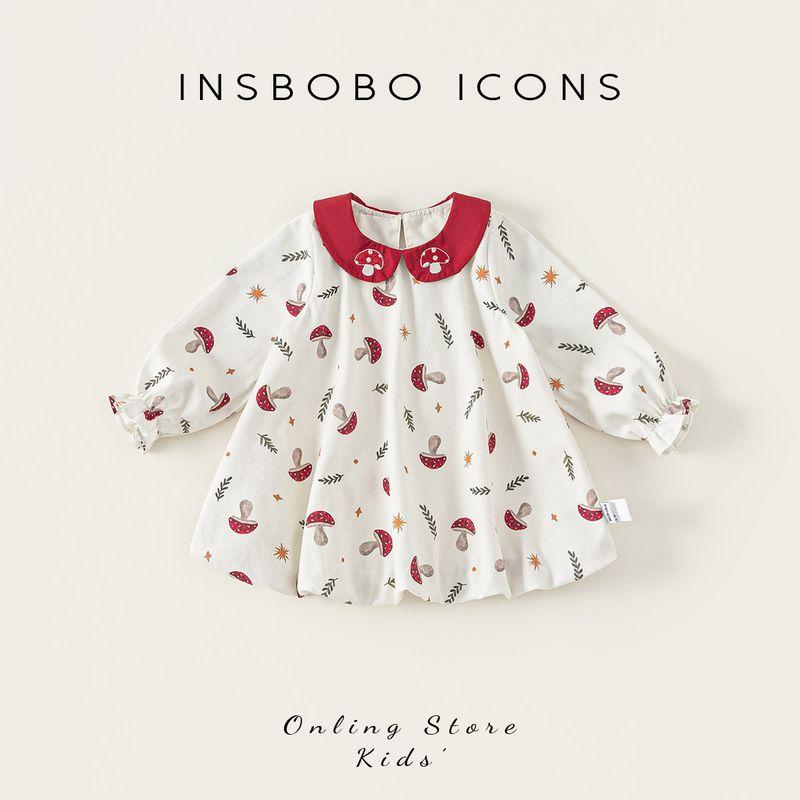 Insbobo Girls Dress 2026 Spring New Princess Dress One-Year-Old Baby Girl Dress Spring and Autumn Children s Dress Mid-Length Printed Dress 120