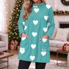 Women's Flannel Star and Heart Print Pullover Long Sleeve Crewneck Top with Pocket