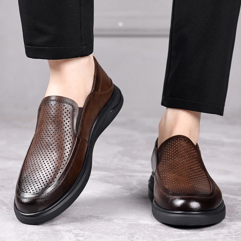 FashionMen Casual Flats Male Business Shoes Classic Leather Shoes Men's Low Heel Loafers Shoes Comfortable Breathable Dress Footwear