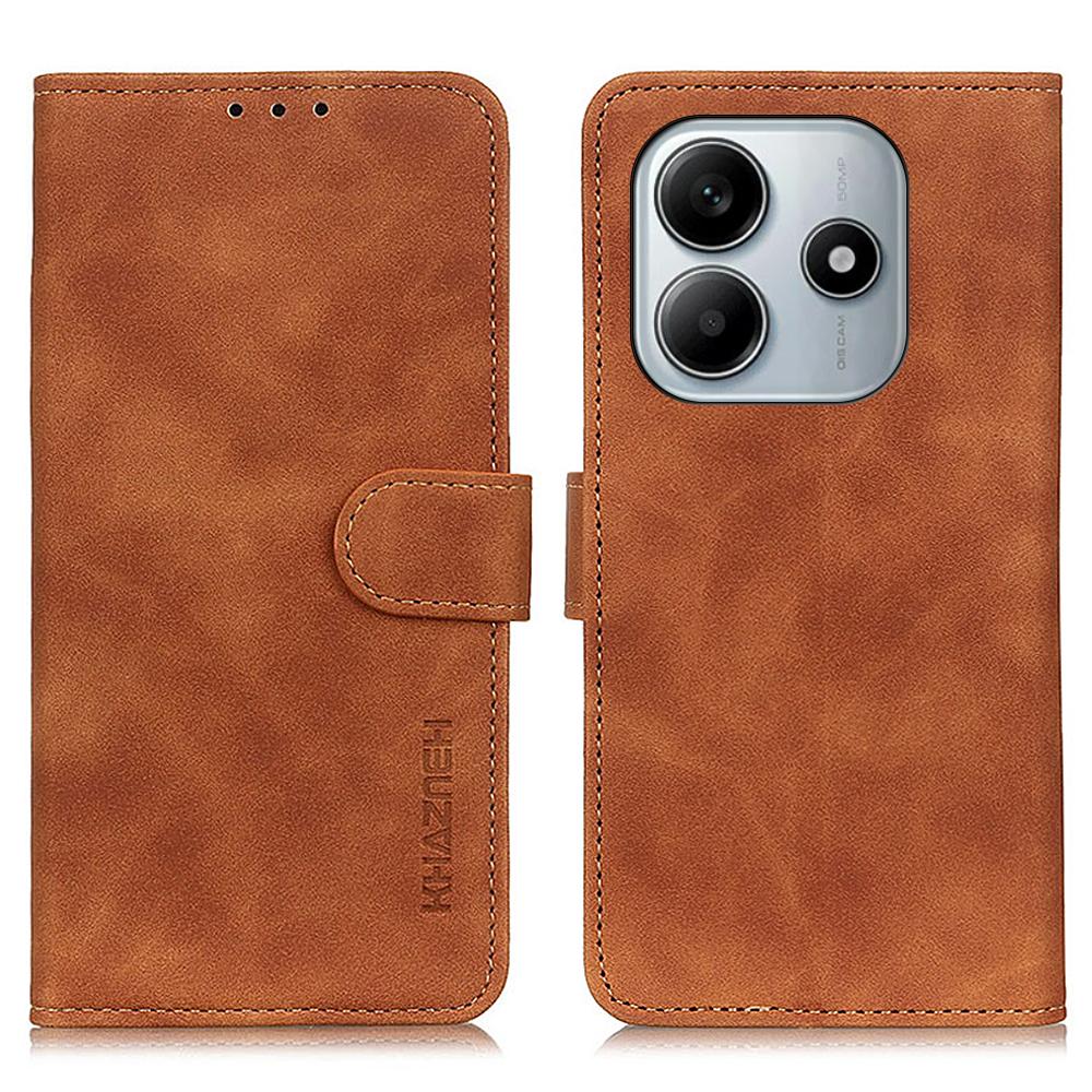 

KHAZNEH Для Xiaomi Redmi Note 14 4G (163,25x76,55x8,16 мм) Чехол-кошелек из искусственной кожи, чехол для телефона с ретро-текстурой Brown