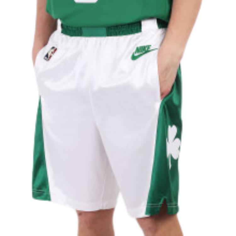 Nike NBA 75th Anniversary SW Fan Edition Boston Celtics Colorblock Sports Straight Loose-Fit Breathable Basketball Shorts Men Bottoms White DD1592-100