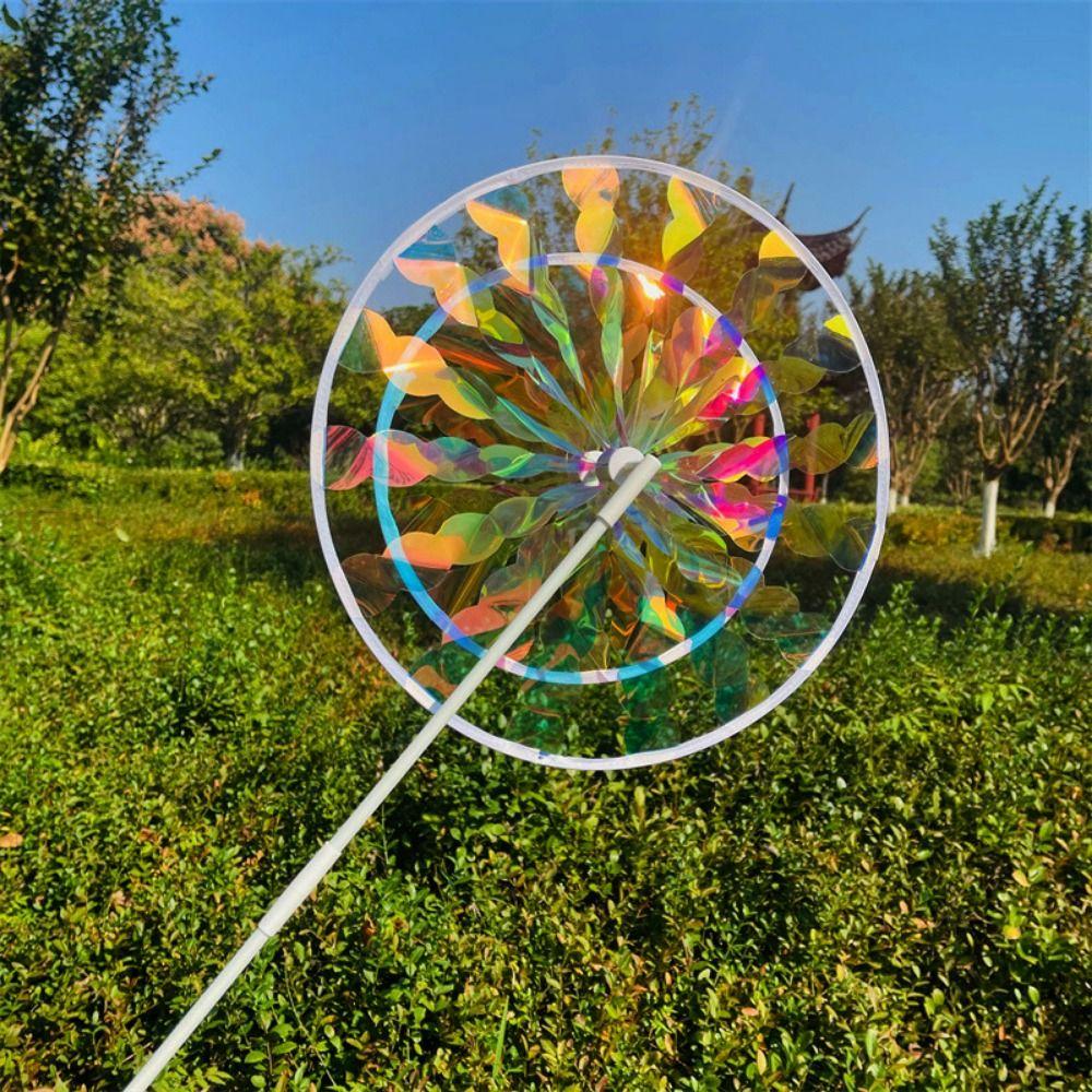Stiluri Multiple Lasere Colorate Film Strălucitor Moară de Vânt Strat Dublu PVC Vânturică Rotativă Schimbătoare de Culoare Strălucitoare