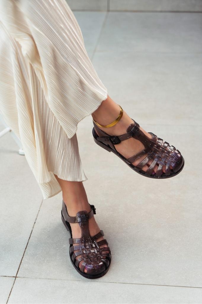 Women's Casual Sandals Anderline Black Silvery Belt Detail Summer Shoes 