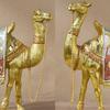 Artistic Camels Sculpture Resins Middle Eastern Ornament Gold Desert Animal Figurine for Living Room and Office Display