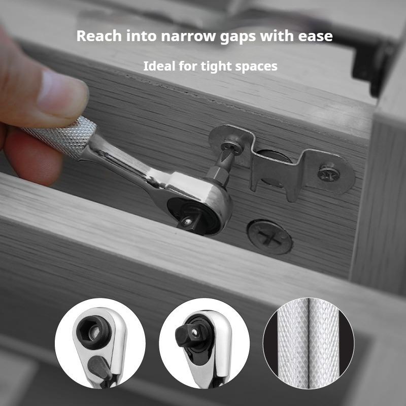 Mini Ratchet Wrench Quick-Change Reversible Screwdriver Bit Handle Multi-Functional Double-Ended Ratchet Wrench