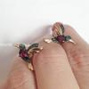 Ladies Elegant Hummingbird Rhinestone Stud Earrings Dangle Earrings Women Spread Wings Bird Earrings