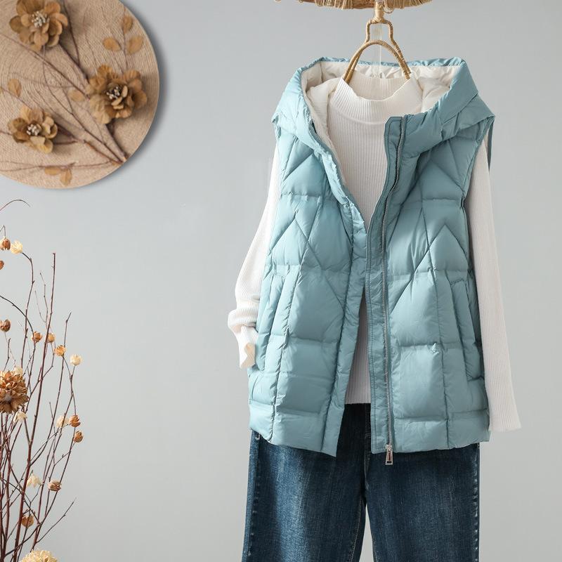Autumn and Winter New White Duck Down Down Vest Women's Light Down Jacket Vest Vest Vest Outer Wear Vest Jacket Tide