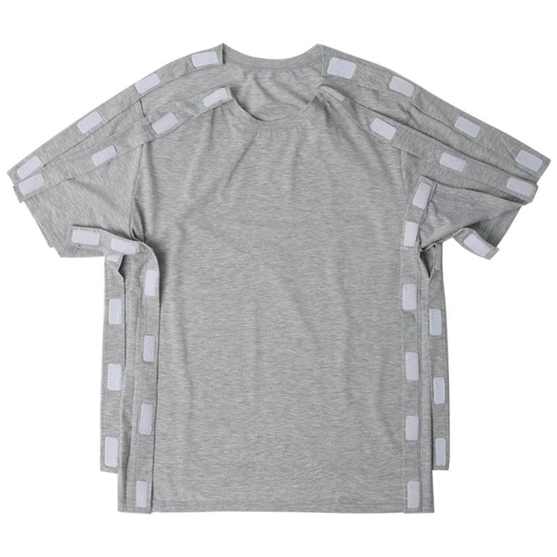 Summer Short Sleeved Hospital Gown Pure Cotton T-shirt Top Easy To Wear Take Off Postoperative Rehabilitation Clothing for Fully Open Fractures