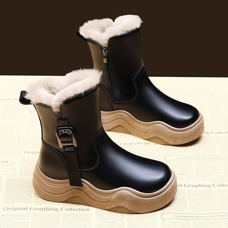 

Girls Snow Boots Winter New Children s Fleece-Lined Boots Girls Thickened Cotton Boots 34-38Code one hand5Double
