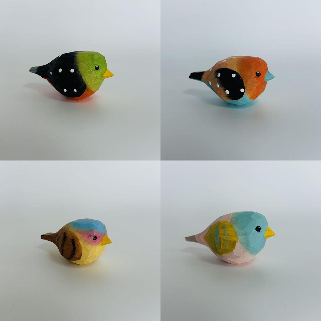 Wooden Bird Decor Handcrafted Carving For Home Office Gift And Kids Play