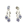 Elegant and Atmospheric Long Flower Blue Rhinestone Diamond Stud Earrings Earrings, Exquisite Temperament and High-end