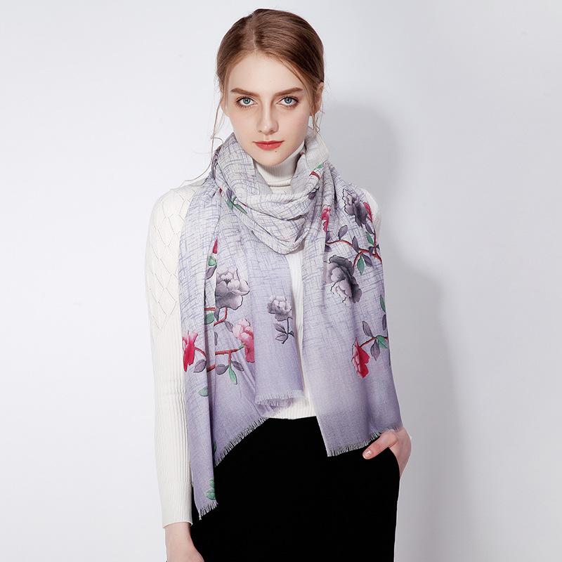 Winter Wool Scarf Women's Long Thermal Scarf Shawl Dual-purpose