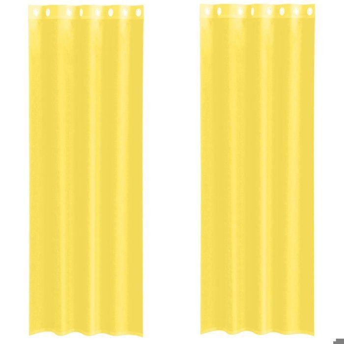 VidaXL Rideaux en voile avec œillets 2 pcs jaune, rideau en filet, rideau transparent, voile de fenêtre, traitement de 4102135