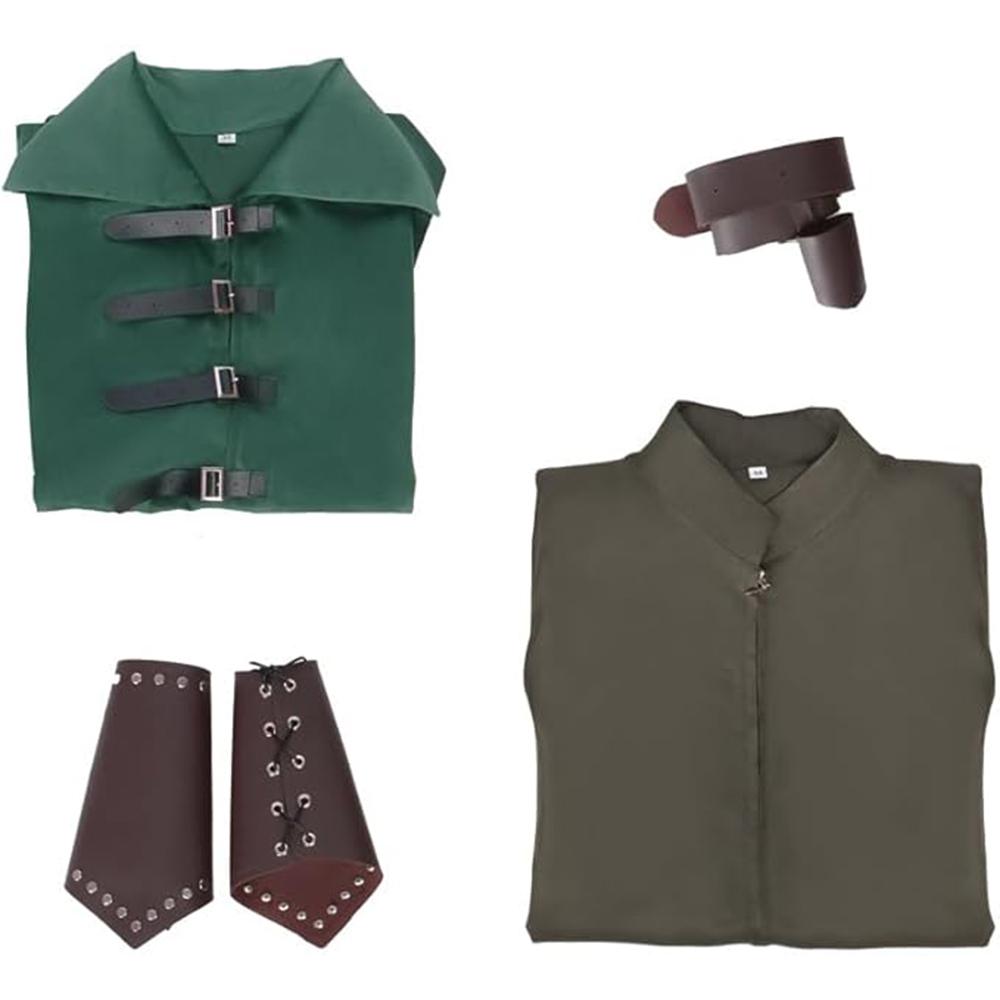 Adult Medieval Renaissance Costume Retro Green Warrior Pirate Cosplay Outfit